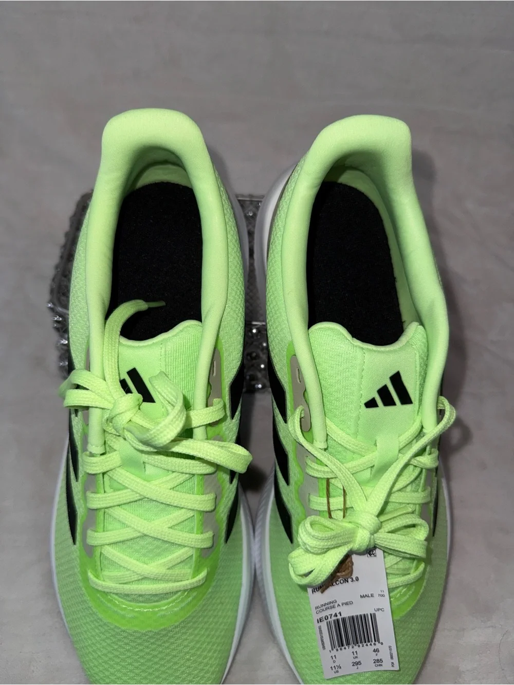 Adidas Neon Green, Black, White Men- 11.5 or women’s 13 - Athletic RunFalcon 3.0